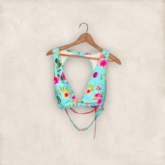 New Nanette Lepore 12 Anthropologie Floral Alana Apex Triangle Bikini Swim Top - Picture 3 of 7